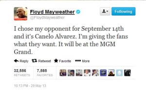 mayweather announces canelo