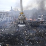 kiev ukraine independence square burning