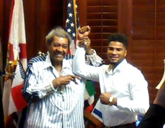 Anthony Sims Jr with his former promoter, Don King. Photo Credit: Don King