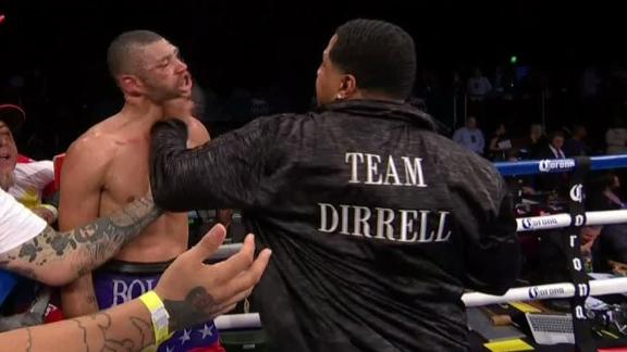 Dirrell's uncle Lawson Jr punches Uzcategui after the fight