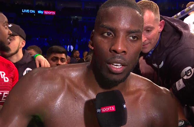 Lawrence Okolie talking to Sky Sports after 'British Beef' clash. Photo Credit: Sky Sports