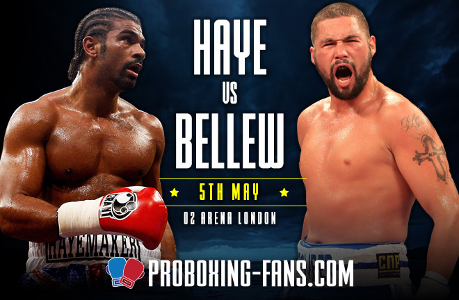 Haye-Bellew fight on 5th May at The O2 Arena, London