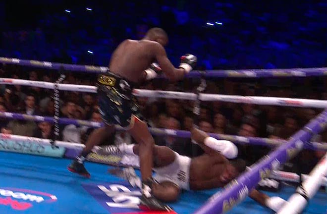 Isaac Chamberlain knocked down in round 1 by Lawrence Okolie in 'British Beef' clash. Photo Credit: Sky Sports