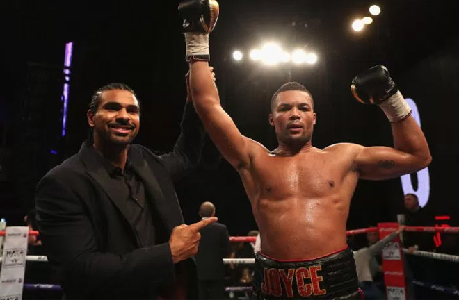 Joe Joyce 'The Juggernaut' with promoter David Haye after recent victory. Photo Credit: Metro