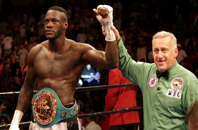 Deontay Wilder with his WBC title. Photo credit: betfair.com