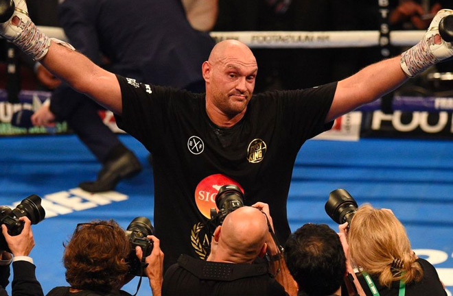 Tyson Fury won his first fight in two and a half years after four rounds. Photo Credit: Sky News.