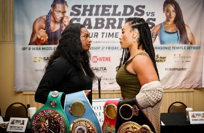 Shields-Gabriels face off ahead of their fight this Friday. Photo Credit: Boxing Scene