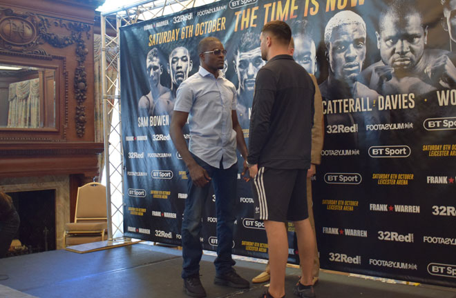 Catterall and Davies face off ahead of their fight on October 6.