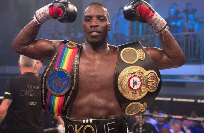 Okolie blasts Luke Watkins away in the third round to win the Commonwealth title. Photo Credit: World Report 