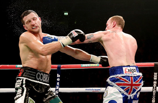 Groves put Froch down in their first fight in Manchester. Photo Credit: The Ring Magazine