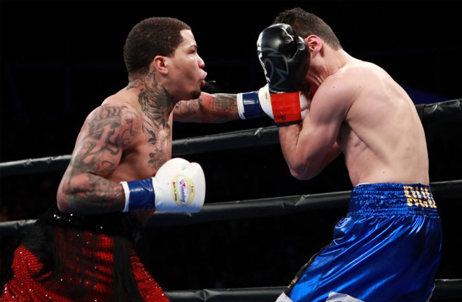 Davis dropped Hugo Ruiz in the the first round. Photo Credit: Boxing Scene