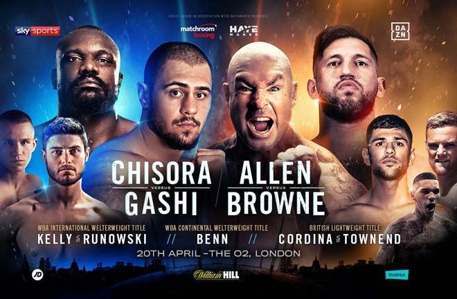 Allen vs Browne/Chisora vs Gashi heavyweight double header. Credit: Matchroom Boxing