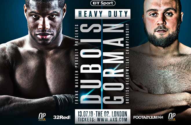 Dubois-Gorman fight on July 13 at The O2. Credit: Frank Warren