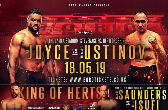 Joe Joyce takes on former world title challenger Alexander Ustinov when he returns to the ring on May 18. Credit: Frank Warren