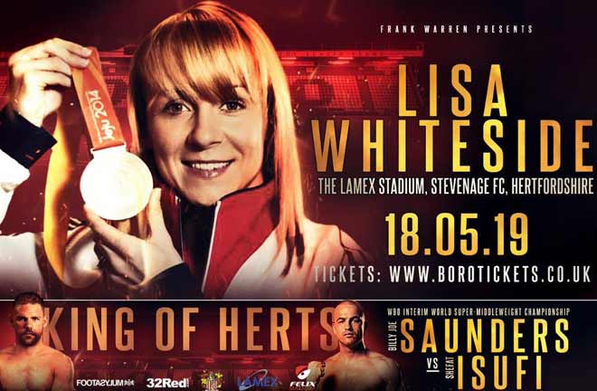 Lisa Whiteside embarks on her professional voyage, with the first stop being Stevenage FC on May 18. Credit: Frank Warren