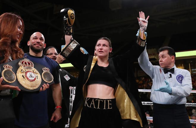 The Irish star became undisputed Lightweight champion after beating Delfine Persoon in June Credit: Matchroom Boxing