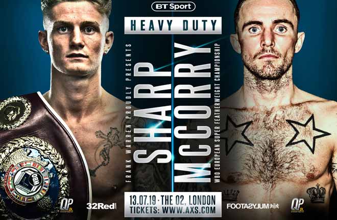 Archie Sharp takes on Jordan McCorry at The O2, London on July 13. Credit: Frank Warren