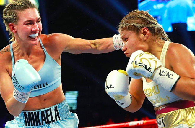 Mikaela Mayer beating Lizbeth Crespo en route to an unanimous decision victory.