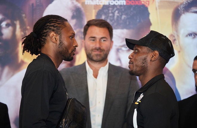 Richards-Sterling face off ahead of their fight this Friday night. Credit: Matchroom Boxing