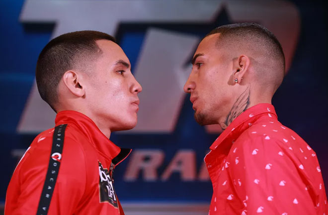 Valdez-Sanchez face off. Credit: Top Rank