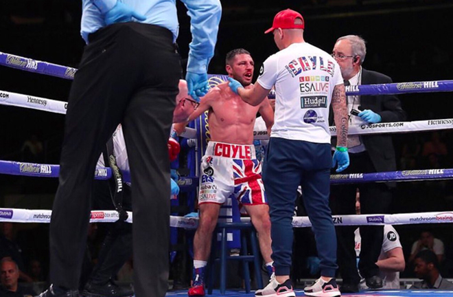 Coyle was pulled by trainer Jamie Moore from the fight.