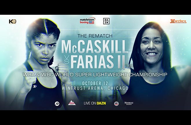 Jessica McCaskill will defend her WBA and WBC World Super-Lightweight titles against Erica Farias. Credit: Matchroom Boxing