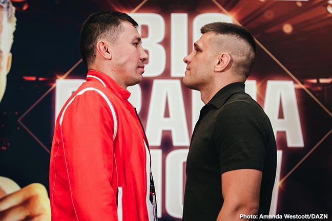 Golovkin-Derevyanchenko face off. Credit: Boxing News 24