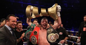 Josh Taylor holds the unified IBF and WBA titles as well as the Ring Magazine belts Photo Credit: Matchroom Boxing
