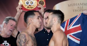 Jason Moloney facing off against Manny Rodriguez. Photo credit: worldboxingsuperseries.com