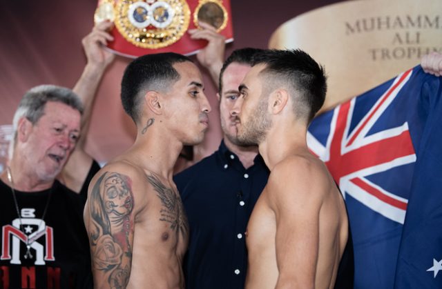 Jason Moloney facing off against Manny Rodriguez. Photo credit: worldboxingsuperseries.com