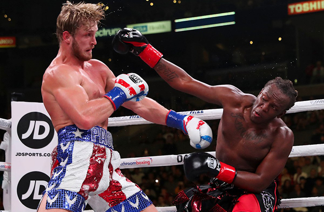 KSI survived an earlier knockdown to win the rematch against Logan Paul Credit: Matchroom Boxing