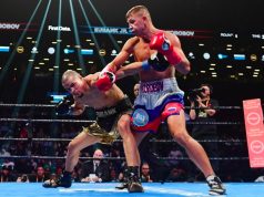 Chris Eubank Jr wins his US debut in the second round as Matt Korobov suffers from a shoulder injury. Not ideal but Eubank is now the WBA 'interim' middleweight champion.