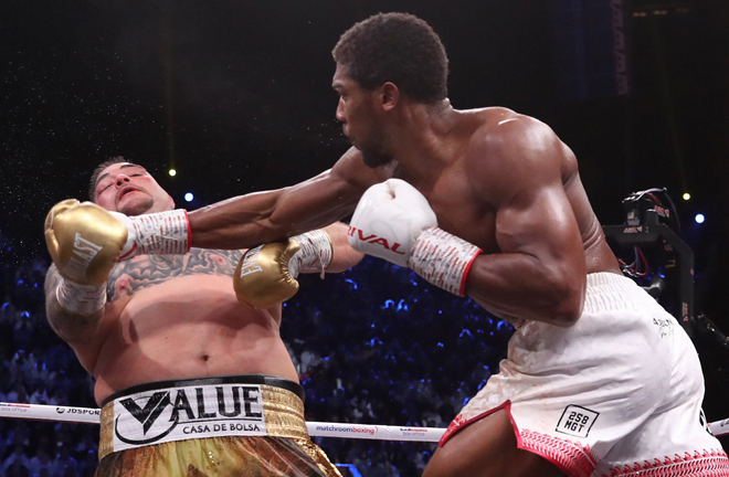 Anthony Joshua produced a dominant display to see of Andy Ruiz Jr and regain his heavyweight titles Credit: talksport