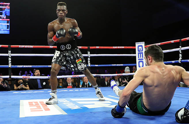 Commey stopped Isa Chaniev in February to claim the IBF strap Credit: Mikey Williams/Top Rank