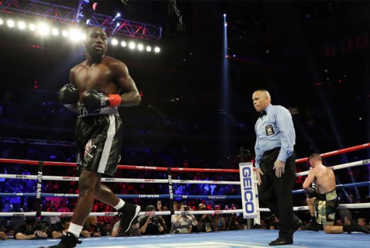 Terence Crawford made it 36 unbeaten after stopping Egidijus Kavaliauskas Credit: ESPN Stats & Info