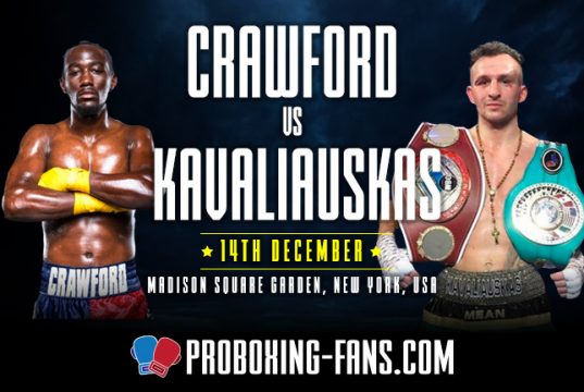 Terence Crawford makes a third defence of his WBO world welterweight title at Madison Square Garden