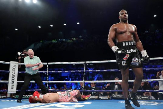 Daniel Dubois eased to a second round knockout of Kyotaro Fujimoto Credit: Getty Images