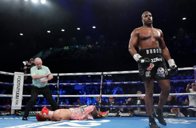 Daniel Dubois eased to a second round knockout of Kyotaro Fujimoto Credit: Getty Images