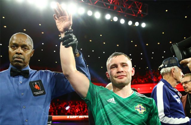 Carl Frampton injured his hand but scored a unanimous decision over Tyler McCreary in Las Vegas Credit: Carl Frampton