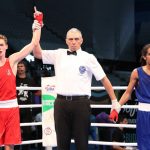 Hopey Price after winning gold at the 2018 Youth Olympic Games. Credit: AIBA