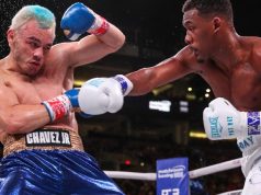 Julio Cesar Chavez Jr withdrew after five rounds allowing Daniel Jacobs to claim victory on Friday night in Arizona.