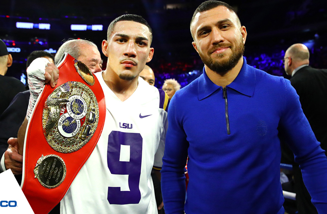 Teofimo Lopez is set to face Vasily Lomachenko in an undisputed fight in 2020 after beating Richard Commey Credit: Top Rank