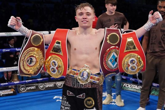 Sunny Edwards takes on the teak-tough Thomas Essomba Credit: Queensberry Promotions