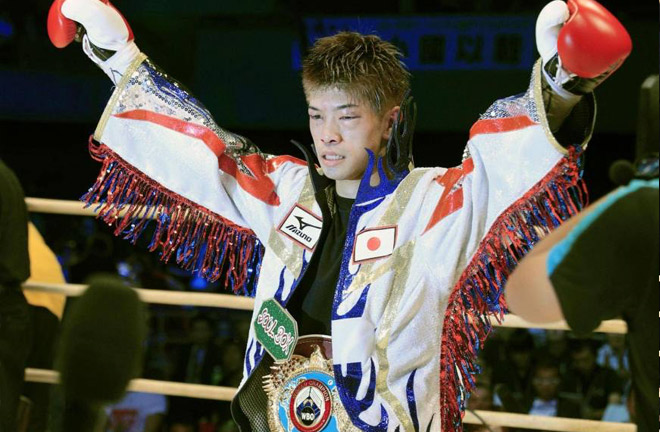 Kosei Tanaka celebrating after defending his WBO flyweight world title. Photo credit: Japan Times