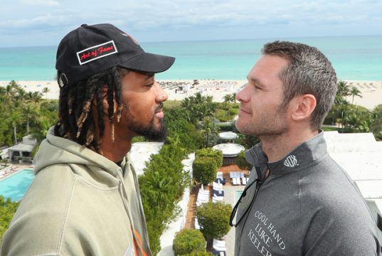 Demetrius Andrade has vowed to give Luke Keeler the "beating of his life" when the pair meet in Miami on Thursday Credit: Ed Mulholland/Matchroom Boxing USA