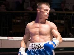English super-featherweight champion, Liam Dillon defends his title abasing Dennis 'The Menace' Wahome. Photo credit: boxingnewsonline.net