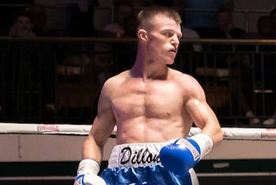 English super-featherweight champion, Liam Dillon defends his title abasing Dennis 'The Menace' Wahome. Photo credit: boxingnewsonline.net