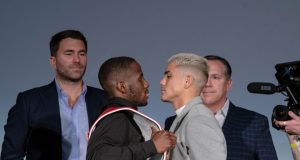 Tevin Farmer and JoJo Diaz faced off ahead of their IBF Super Featherweight world title clash Credit: Alex Nunez