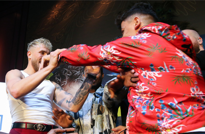 Gib shoved Paul as tensions boiled over at the first press conference in LA Credit: Melina Pizano/Matchroom Boxing USA