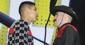 Jaime Munguia and Gary 'Spike' O'Sullivan face off. Photo credit: Boxing Scene